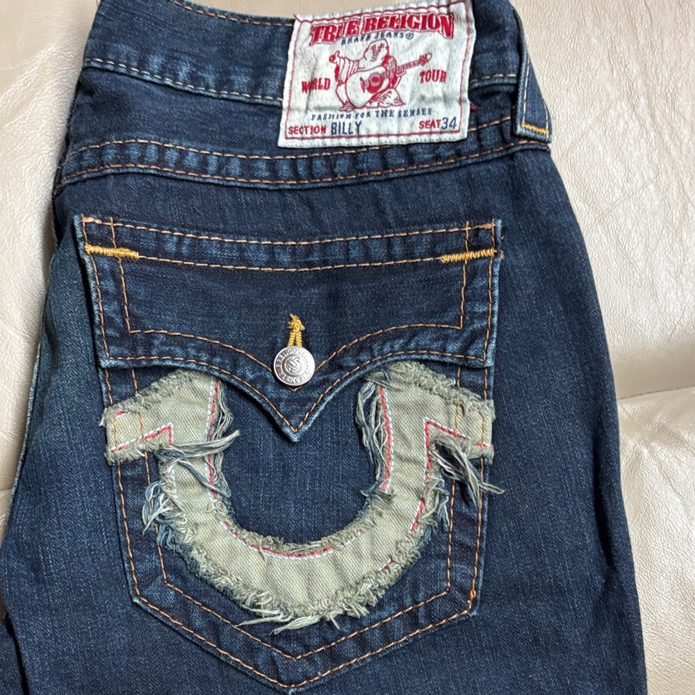 True Religion Men's Dark Blue Jean Shorts